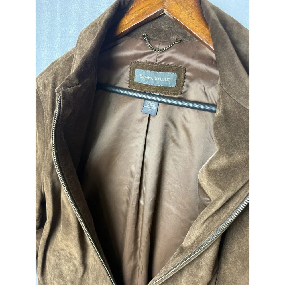 Vintage Banana Republic Suede Leather Jacket Men's M  Full Zip Adjustable Waist